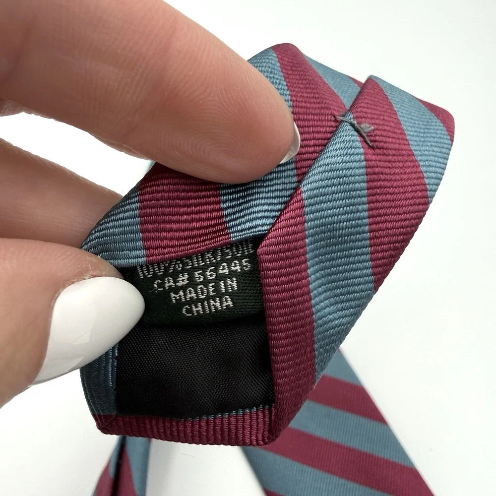 J. Crew 100% Silk Mens Necktie Teal Maroon Diagonal Stripe Business Office Sleek